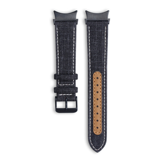 Wholesale Black Samsung Galaxy Watch 4 Bands Apple Watch Straps Canvas And Leather Hybrid Watch Strap in 20mm 22mm