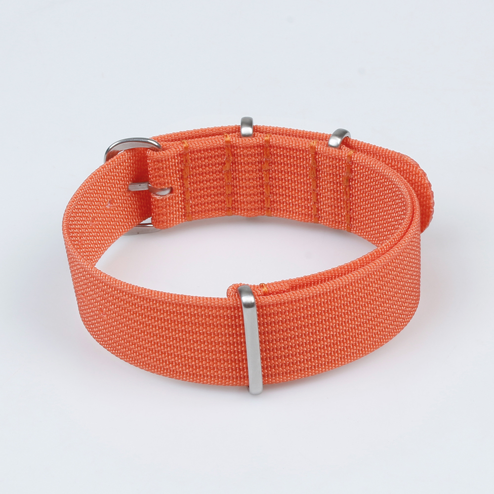 OEM New Ribbed Nylon Watch Band Orange Color in 20mm 22mm with NATO Band Brushed Hardware for Longines