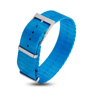 Custom High Quality Herringbone Nylon Watch Band Blue Color in 20mm with NATO Strap Brushed Hardware for Tudor Rolex Watches