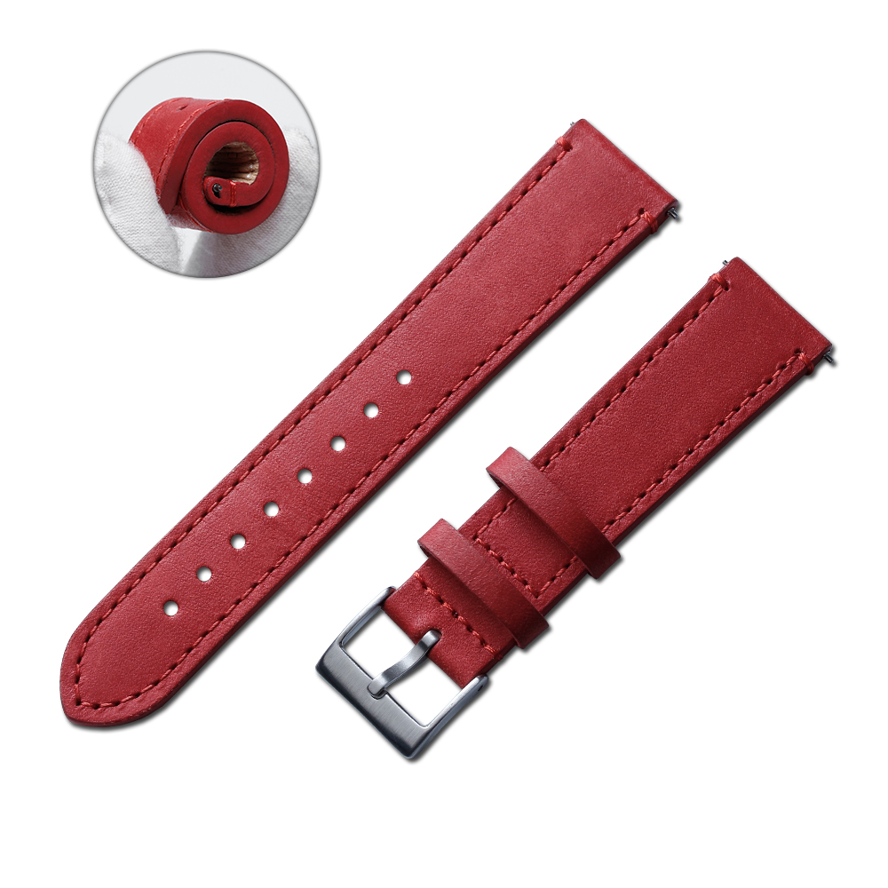 CONKLY-Wholesale Red Top Grain Leather Watch Band with Heavy Buckle in 20mm 22mm for CARTIER Tudor Mido Watches Brands