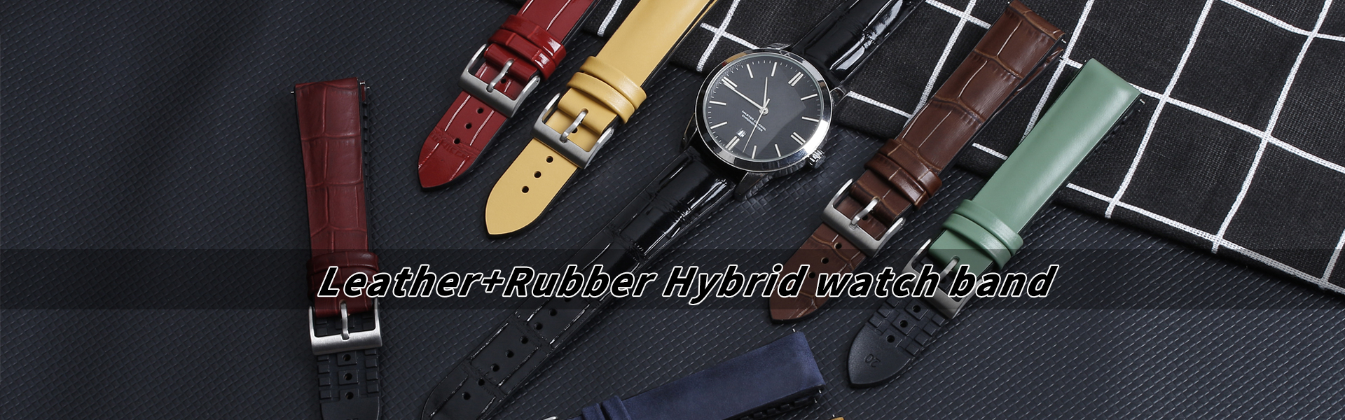 Leather and rubber hybrid watch strap