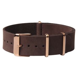 Custom Brown Genuine Leather Nato Watch Straps in Every Size with 304L SS Polished Hardware