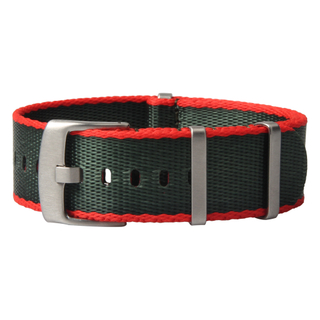 Red Army Seat Belt Nato Watch Strap Brushed Hardware Square Keeper in 22mm 22mm without Dye Fee