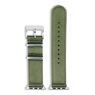 Custom Seatbelt Green Nylon Apple Watch Band in 20mm 22mm 24mm Grey Color Apple Watch Strap Factory
