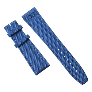 Custom 2 Piece of Blue Cross Texture Canvas And Leather Zulu Watch Straps