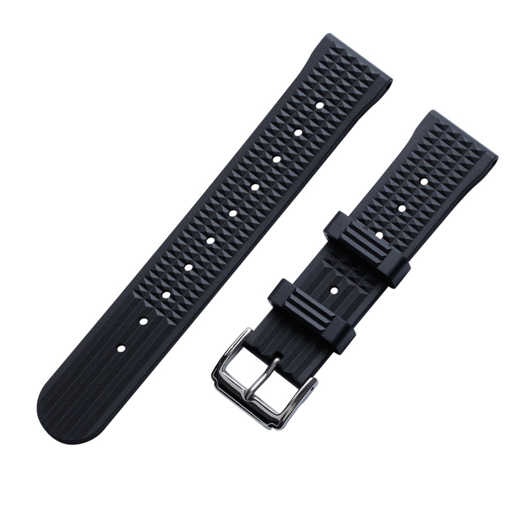 OEM Black Fluorine Rubber Watch Straps Manufacturer Watch Band Factory for Dive Watches Brand