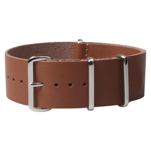 Wholesale Brown Leather Nato Watch Bands with 304L SS Polished Hardware From CONKLY