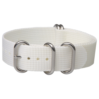 White Color Nylon ZULU Watch Straps with 5 Rings Brushed Hardware