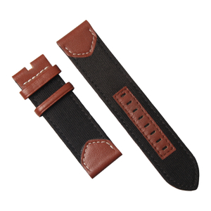Hot sell 2 Piece of Black Canvas and brown leather zulu watch band Factory