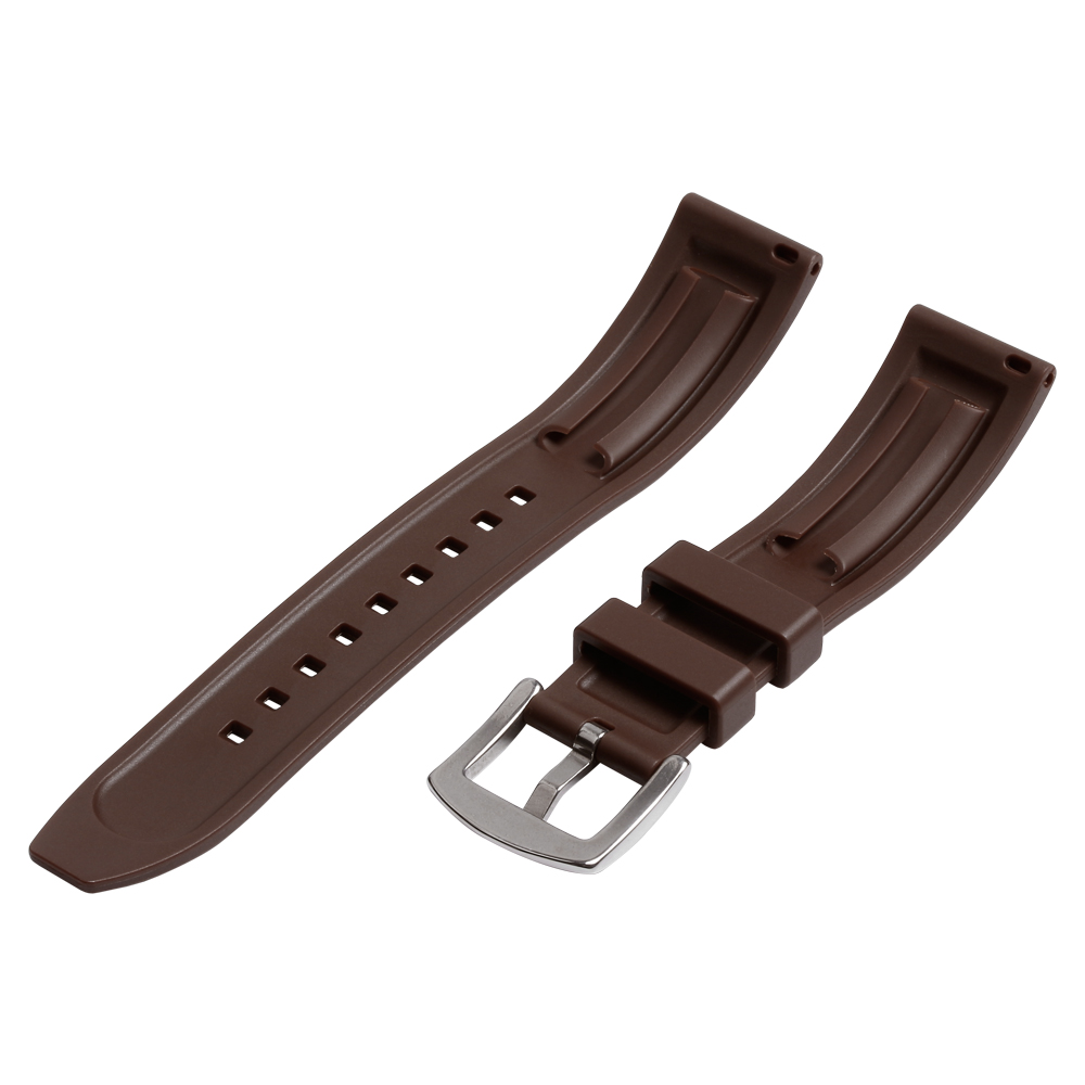 CONKLY Premium Brown Rubber Watch Strap Factory in 20mm 22mm with Heavy Buckle for Many Brand Watches