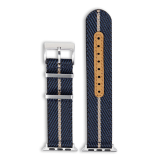 Navy Nylon Apple Watch Band with Leather Pads For Holes Nylon Watch Straps Manufacturer in 22mm 24mm for Iwatch S8/S7/S6 From CONKLY
