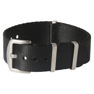 Custom Black Seat Belt Nato Watch Bands with Brushed Hardware Square Keeper From CONKLY