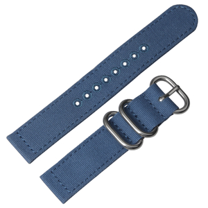2 Piece of Navy Canvas Zulu Watch Straps with Polished Hardware