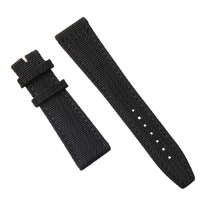 OEM 2 Piece of Black Canvas And Leather Zulu Watch Straps with Polished Zulu Buckle