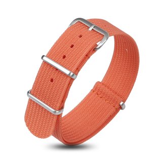 OEM New Ribbed Nylon Watch Band Orange Color in 20mm 22mm with NATO Band Brushed Hardware for Longines