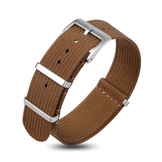 Custom High Quality Ribbed Nylon Watch Band Brown Color in 20mm 22mm with NATO Band Brushed Hardware for Breitling Watches