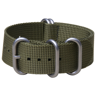 Olive 5 Rings Nylon Zulu Watch Band in 20mm 22mm with Brushed Hardware
