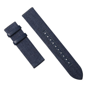 2 Piece of Navy Canvas And Leather Zulu Watch Straps with Polished Zulu Buckle