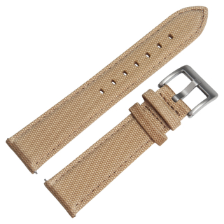 Brown Color Cordura Watch Strap with Brushed Buckle Nylon And Leather Watch Bands
