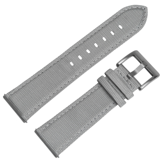 2 Piece of Gray Sail Cloth Watch Band with Brushed Buckle Nylon And Leather Watch Straps