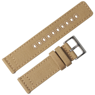 Hot Sell Sand 2 Piece of Canvas Watch Band with Embroidery Hole in 20mm And 22mm From CONKLY