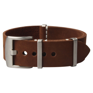 Handmade Dark Brown Vintage Matte Leather Watch Bands with Heavy Buckle From CONKLY