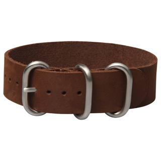 Dark Brown Leather ZULU Watch Bands with 304L SS Brushed Hardware from CONKLY factory