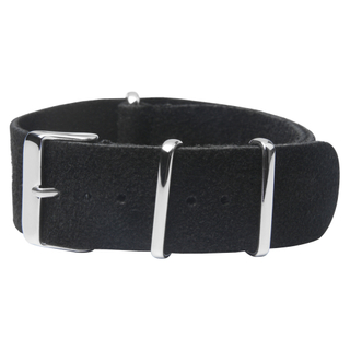 20mm Black Suede Leather Watch Strap with NATO Buckle From CONKLY Factory