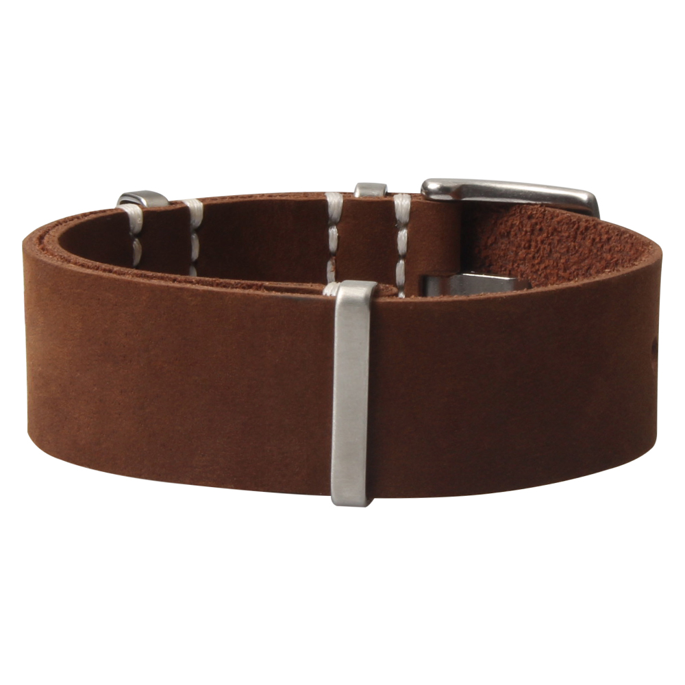 Handmade Dark Brown Vintage Matte Leather Watch Bands with Heavy Buckle From CONKLY