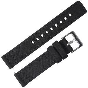 Black 2 Piece of Canvas Watch Bands with Brushed Heavy Buckle in 22mm From CONKLY Factory