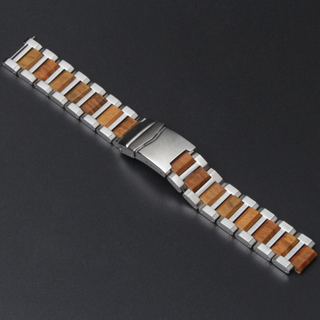 ODM Brushed Solid 316l Stainless Steel And Wooden Watch Bracelet Band From CONKLY Factory