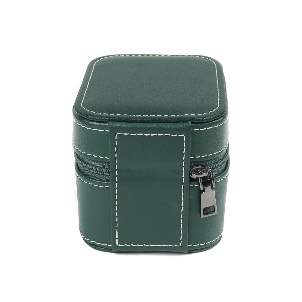 OEM Green Leather Single Slot Watch Box Anti-Scratch Zippered Travel Case