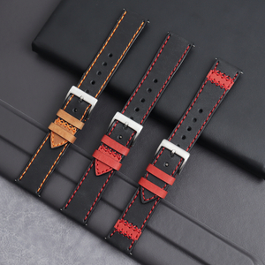 Premium Hand-Stitched Two-Tone Leather Watch Strap | Vintage Contrast Color Genuine Leather Band Wholesale
