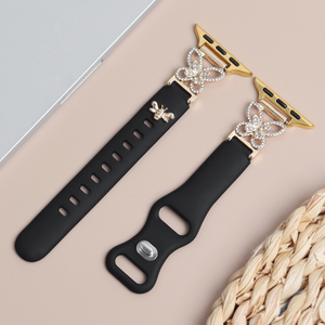 Luxury Rhinestone Butterfly Apple Watch Band Sparkling Bee Charm Silicone Strap Wholesale CONKLY B2B Supplier