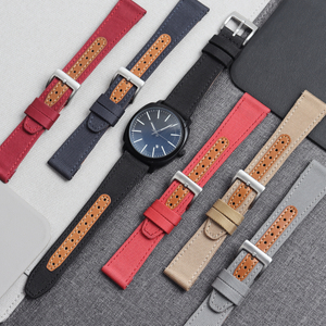 CONKLY Wholesale Sailcloth Watch Band with Heavy Pin Buckle with Leather Pad in 20mm-22mm-24mm