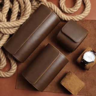 OEM Vintage Brown Leather Travel Watch Case Organizer for 1 2 3 Watches