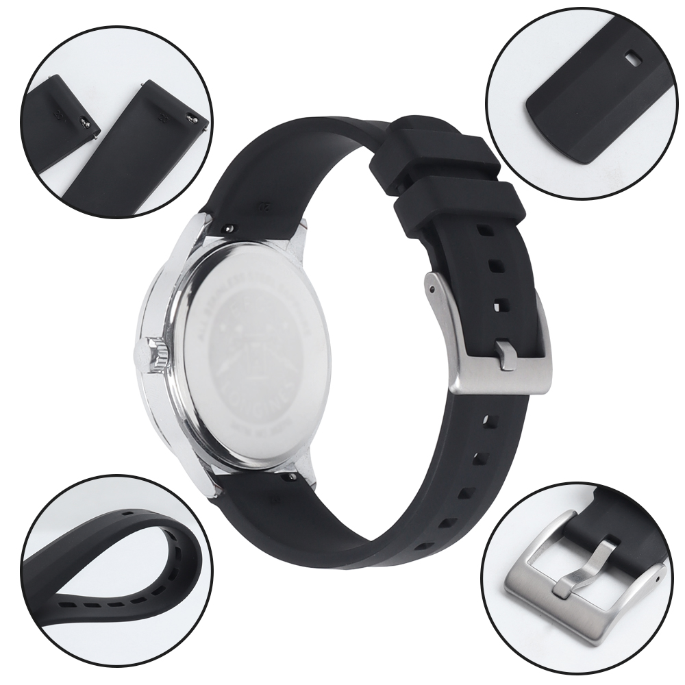 FKM Rubber Watch Strap with Stainless Steel Pin Buckle Quick Release Waterproof Watch Band Factory OEM ODM Wholesale