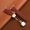 CONKLY Breathable Crazy Horse Leather Magnetic Foldover Clasp Apple Watch Strap Custom OEM