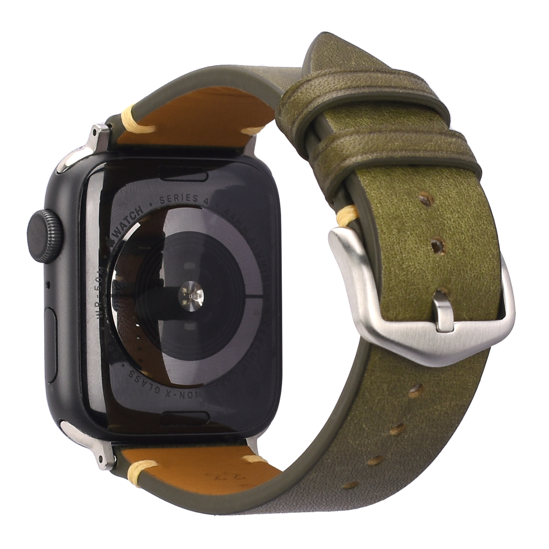 CONKLY Vintage Waxed Pull-Up Leather Apple Watch Strap Hand Stitched Saddle Accent Brushed Buckle OEM