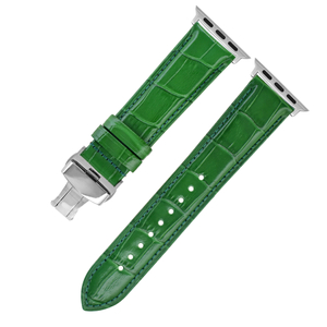 CONKLY Embossed Alligator Grain Genuine Leather Apple Watch Strap Butterfly Deployment Clasp Custom Hardware OEM