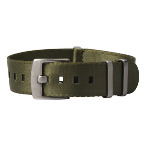 Army Green Seat Belt Nylon Nato Watch Strap with Brushed Square Keeper in 22mm And 20mm