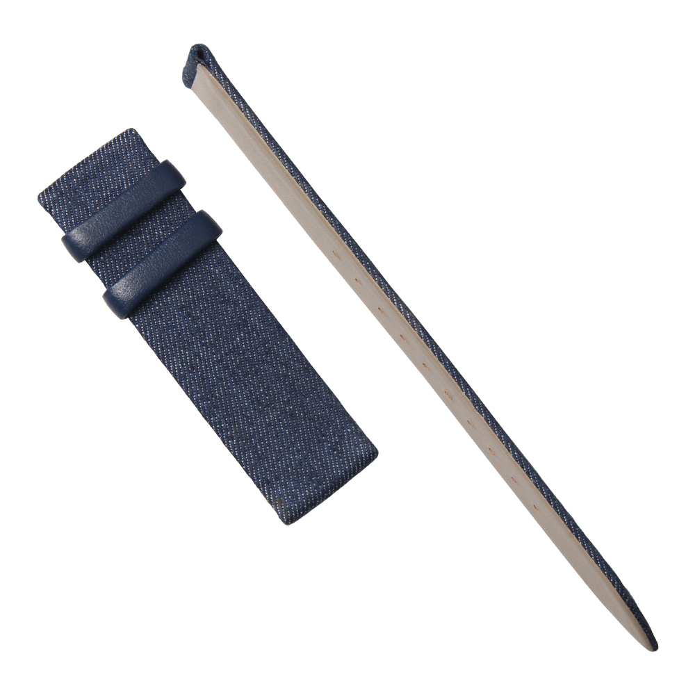 2 Piece of Navy Canvas And Leather Zulu Watch Straps with Polished Zulu Buckle