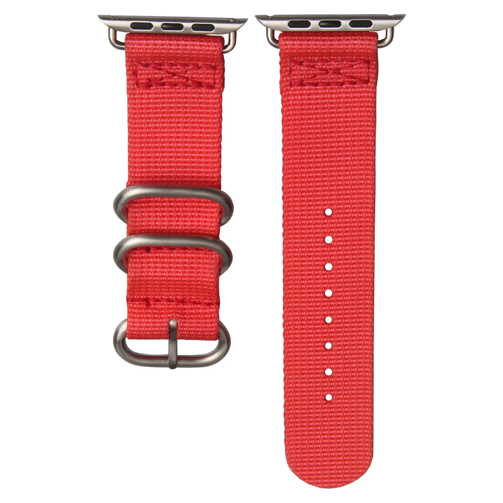 OEM Red Nylon Watch Band for Apple Watches with Brushed Zulu Hardware