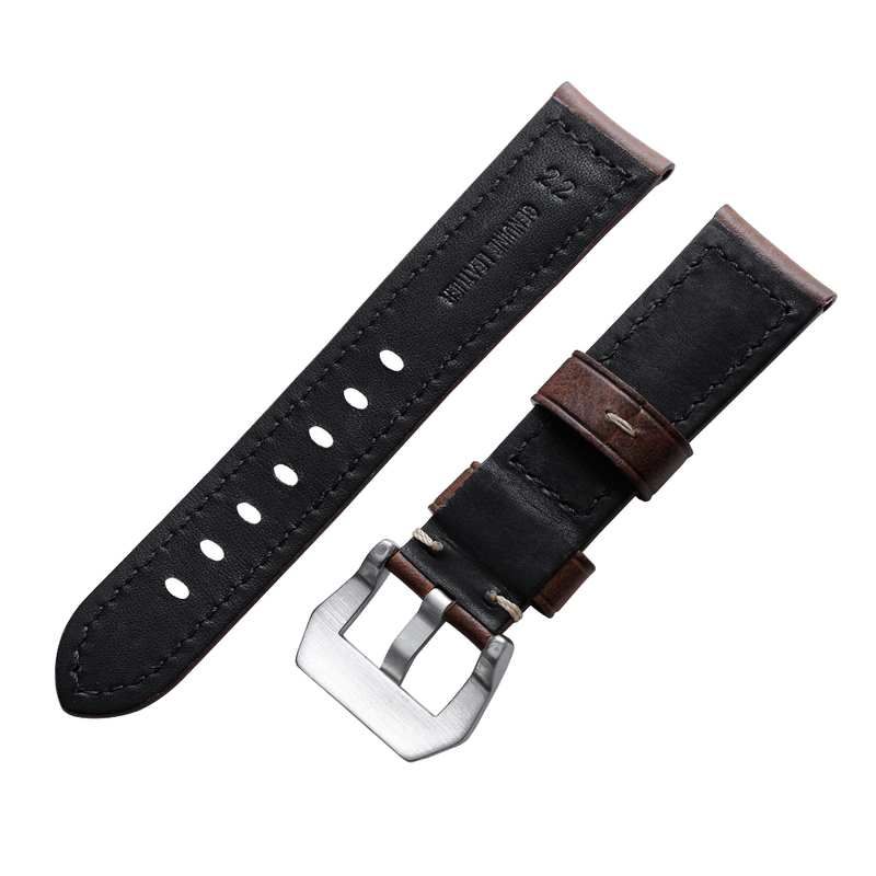 Outlet Dark Brown Italian Oil Wax Vintage Leather Handmade Leather Watch Strap in 22mm 24mm OEM