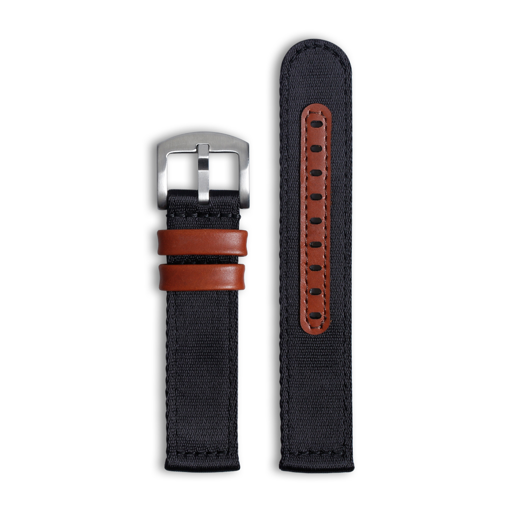 CONKLY Hybrid Watch Strap Nylon And Leather Watch Bands with Brushed Heavy Buckle in 18mm 20mm 22mm for OMAGE And Seiko