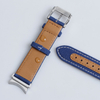 Custom Blue Samsung Galaxy Watch 4 Straps Apple Watch Bands Canvas And Leather Hybrid Watch Strap in 20mm 22mm for Smart Watches