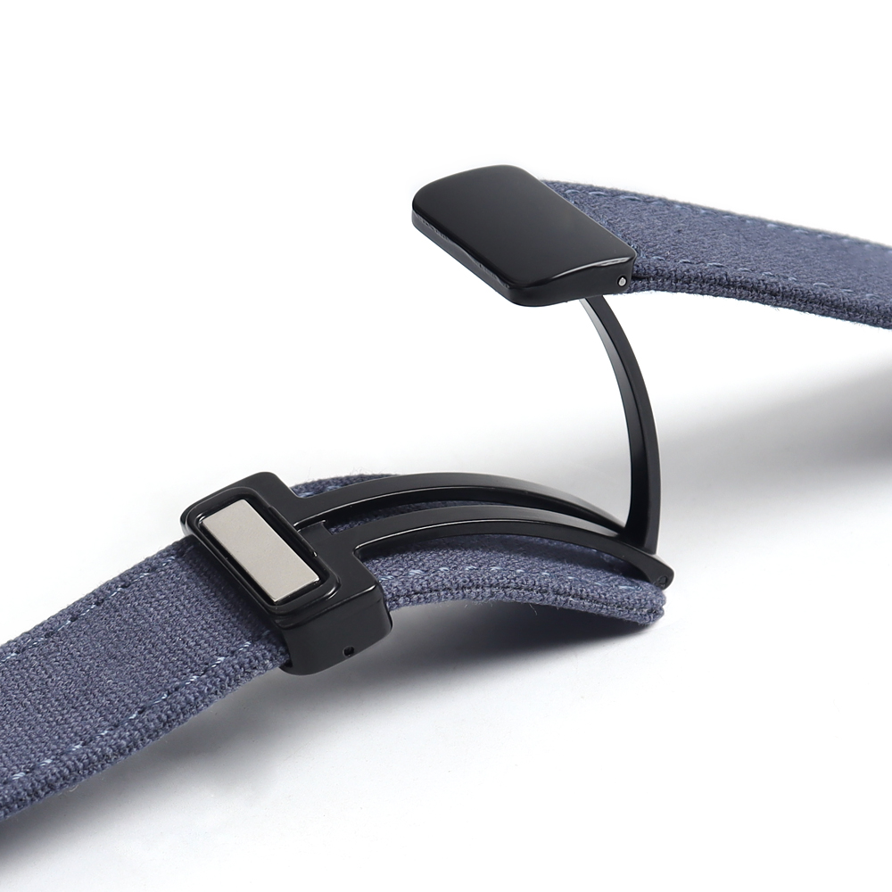 Snap Black Canvas Watch Bands with New Stitching in 22mm For Watch Company