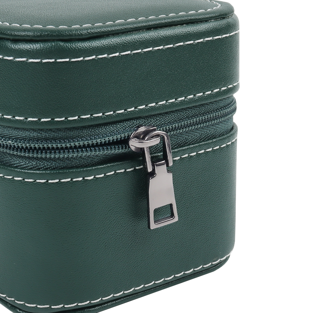 OEM Green Leather Single Slot Watch Box Anti-Scratch Zippered Travel Case