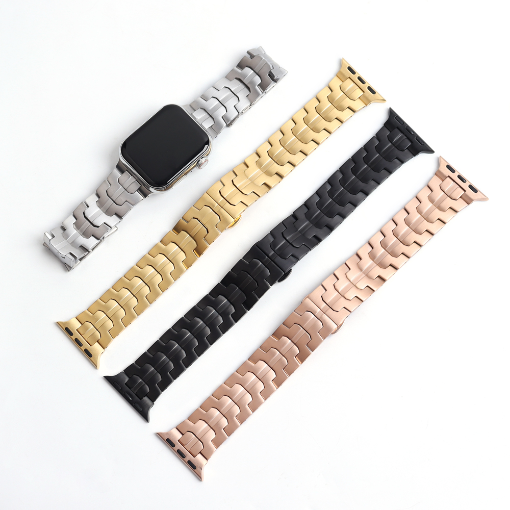 Luxury 304L Stainless Steel Metal Link Bracelet for Apple Watch - Integrated Connector Design - Wholesale B2B Custom Edition