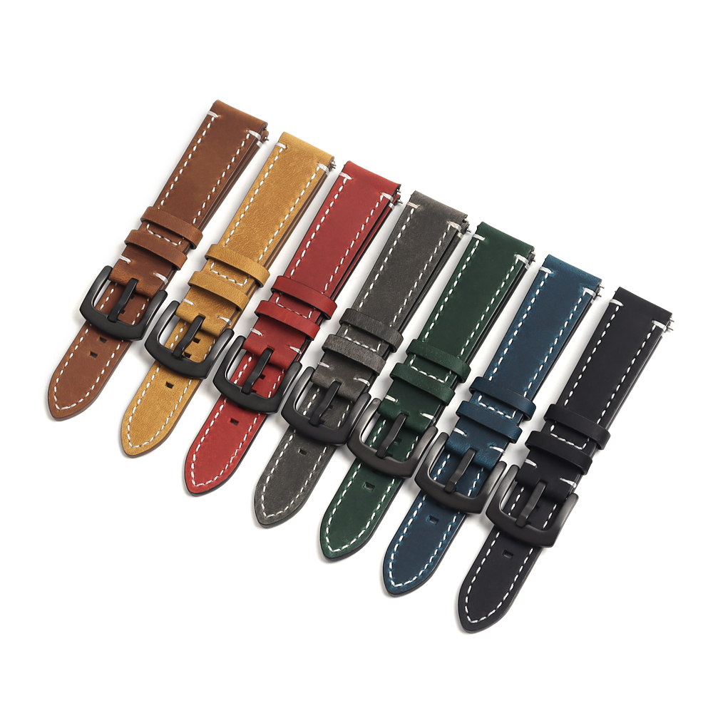 Custom Two-Tone Hand-Stitched Leather Watch Strap | Rugged Double-Layered Artisan Watch Band Wholesale